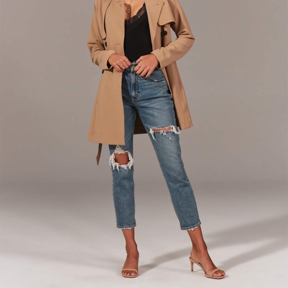 Ripped High Rise Mom Jeans